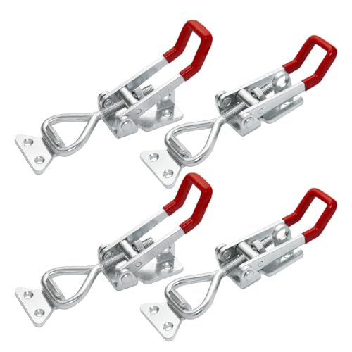 POWERTEC 4PK Heavy Duty Toggle Clamp Latch, 1320 lbs Holding Capacity, 4003 Adjustable Quick Release Pull Action Latch with Lock Hole for Smoker, CNC, Woodworking Jigs & Fixtures (20347-P4) - size: 4003, 4PK