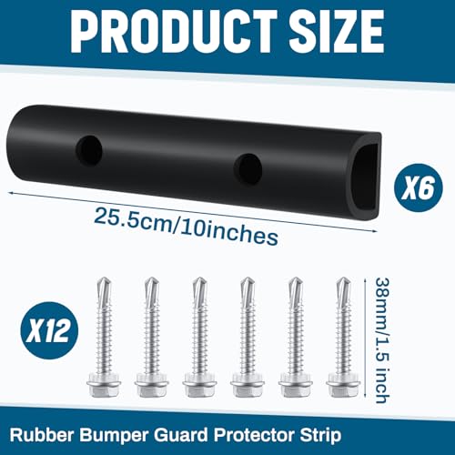Pushglossy 6 Pcs 10 Inch Rubber Bumper Guard Protector Strips for Car Truck