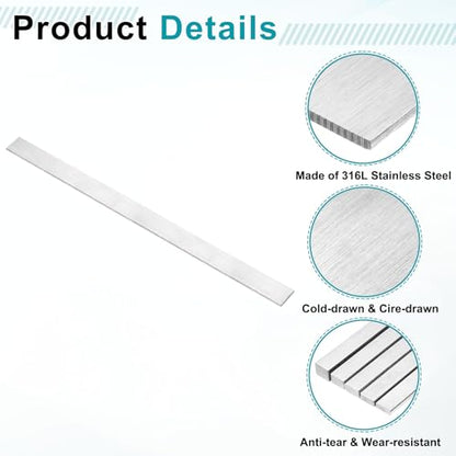 uxcell 2 Pcs 316L Stainless Steel Flat Bar 1/8" Thickness, 13/16" Width, 12" Length, Brushed Finish Trim Strips Sheet for Kitchen DIY Craft Making, Silver Tone - size: 1/8" x 13/16" x 12"