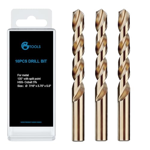 GMTOOLS 7/16 inch Cobalt Drill Bits, M35 HSS, 135 Degree Tip, Jobber Length Twist Drill Bit Set for Hard Metal, Stainless Steel, Cast Iron, Wood and Plastic, with Storage Case, Pack of 3 - style: M35-7/16-3PCS