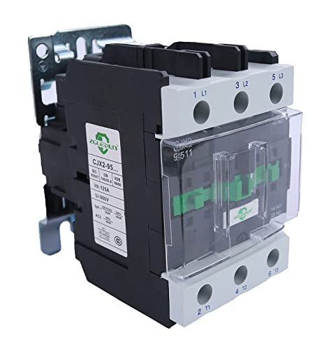 AC Contactor, CJX2-95A*24V AC, Screw Clamp Terminals, DIN Rail Installation, 3 Pole+Auxiliary 1NO+1NC, Motor Control - color: 95A, size: 24 Volt