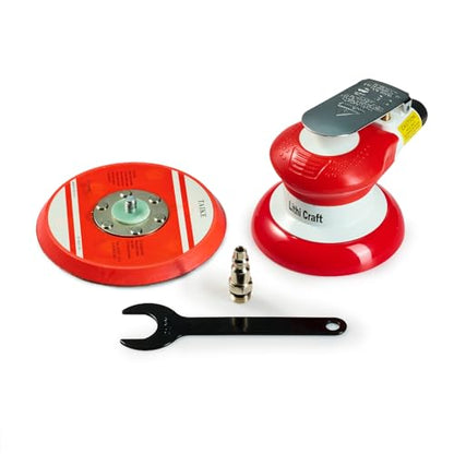 Professional Random Orbital Air Sander 5" Pneumatic Palm Sander DA Sander, Low Noise Reduction, 12000 RPM, Hook & Loop, for Auto Body, Car Detailing, Wood, Metal Polishing & Buffing - size: 5 inch