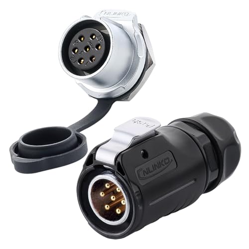 CNLINKO LP20 7 Pin Waterproof Connectors,IP68 Circular Connectors Fast Locking Plug,2-12 Pin Power Connector M20 Male Female Plug,LED Outdoor Lighting Connectors(7 Pin) - size: 7 PIN, style: Black/Single-Hole Socket