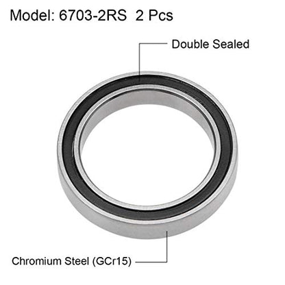 uxcell 6703-2RS Deep Groove Ball Bearings Z2 17x23x4mm Chrome Steel 2pcs - size: 17x23x4mm