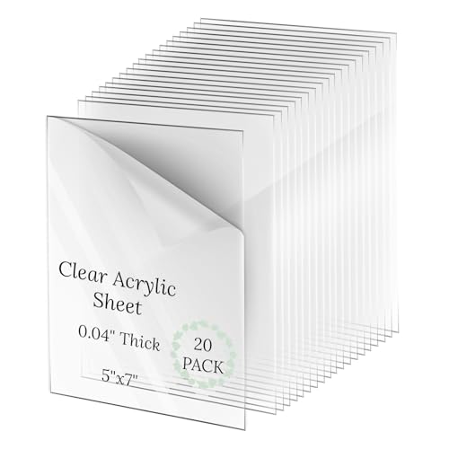 5x7 Clear Acrylic Sheets Pack of 20, 0.04" Thick