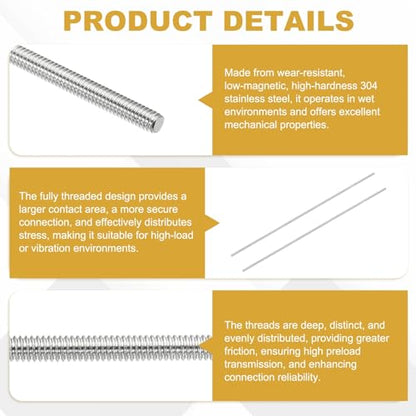 uxcell 10Pcs Fully Threaded Rod M2 x 0.4mm Pitch 150mm/6 Inch Threaded - size: M2x0.4mmx150mm