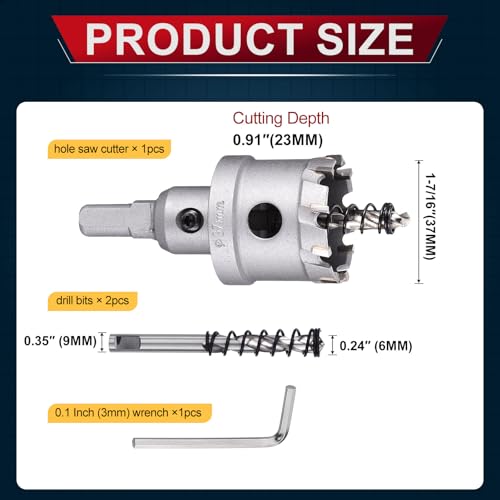 Tungsten Carbide Tipped Hole Saw 1-7/16 Inch 37mm Hole Cutter - size: 1-7/16 Inch (37mm)