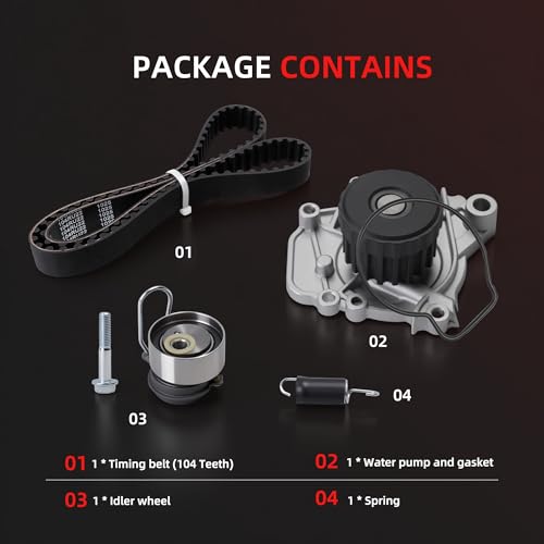 Engine Timing Belt Kit with Water Pump for Honda Civic 1.7L 01-05 - size: for Civic 1.7L