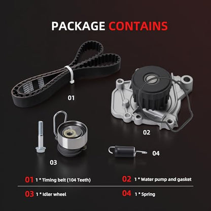 Engine Timing Belt Kit with Water Pump for Honda Civic 1.7L 01-05 - size: for Civic 1.7L