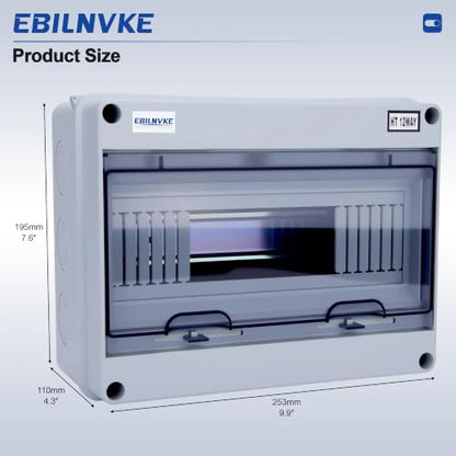 12 Way Circuit Breaker Box, Waterproof Distribution Protection Box - color: HT, size: 12 Way 260x110x200 MM