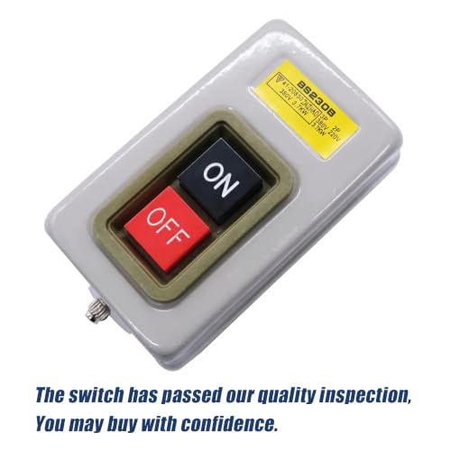 AC 220V/380V Push Button Switch, 3 Phase Self-Locking Motor Start Stop Switch, 10A ON/Off Electric Motor Control Station for Mechanical Equipment Industrial Machinery BS230B