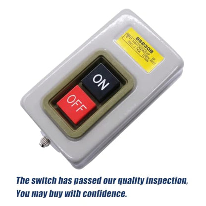 AC 220V/380V Push Button Switch, 3 Phase Self-Locking Motor Start Stop Switch, 10A ON/Off Electric Motor Control Station for Mechanical Equipment Industrial Machinery BS230B