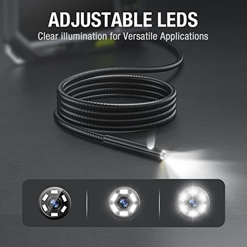 Dual Lens Endoscope with 5" Monitor, Teslong NTS500 Industrial Waterproof Borescope Inspection Camera with 0.21in Front & Side-View Double Lens with 9.8FT Probe, 5-Inch IPS LCD Screen & Case
