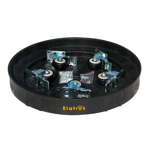 ELAFROS Heavy Duty Plastic Drum Dolly with Brake, 30/55 Gallon, 900lb Black - color: Black, size: 1 Pack With Brake