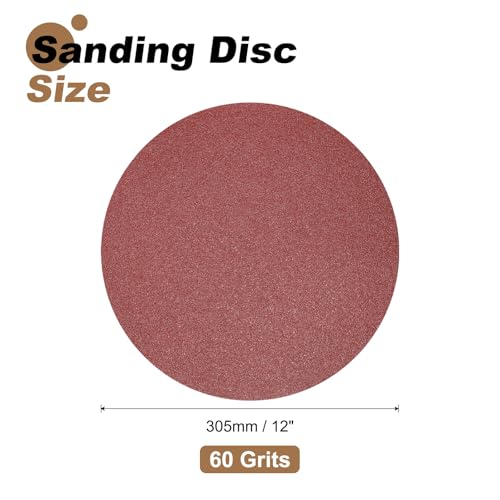 uxcell 8pcs 12-Inch PSA Sanding Discs, 60 Grits Aluminum Oxide Self Adhesive Stick Back Sandpapers, No-Hole Round Wet/Dry Sander Papers, Sand Auto Car Paint, Wood, Metal - size: 60 Grits