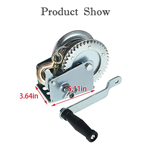 findmall Boat Trailer Winch 1500 Lbs with 10M 32Ft Steel Cable