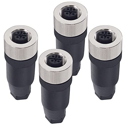 M12 5-Pin Female Circular Aviation Connector Plug 12mm Waterproof Circular Aviation Connector Plug Adapter 4 Pack - color: Female, size: 5Pin Straight