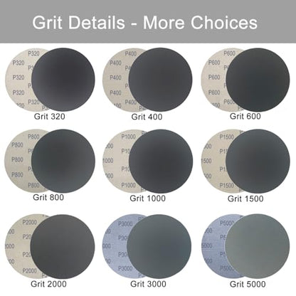 6 Inch 50 Pcs Wet Dry Hook and Loop Sanding Discs, No Hole, 320 Grit - style: Grit 320