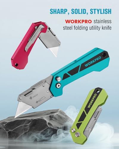 WORKPRO Box Cutter, Utility Knife, Blue - color: Blue