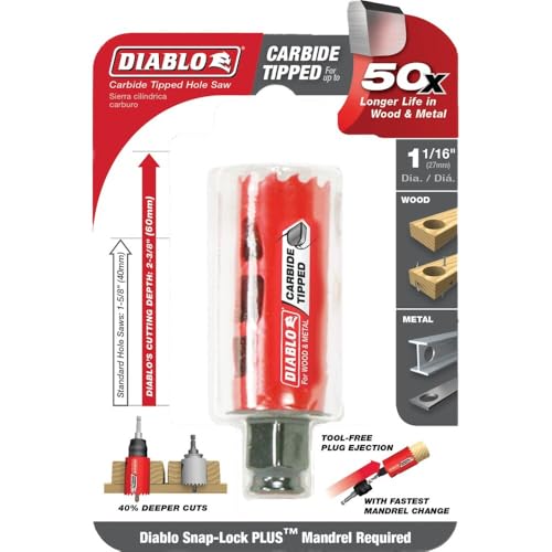 Diablo Carbide Teeth Hole Saw - 1-1/16" Diameter, 2-3/8" Length
