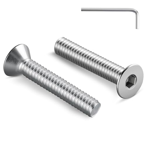 1/4-20 Bolt, 1/4-20 x 1-1/4 Inch Flat Socket Head Screws 50Pcs, 304 Stainless Steel 18-8 Countersunk Bolts, Full Thread, with Hex Spanner - size: 1/4x1-1/4