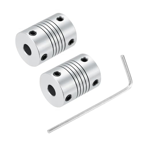 uxcell 2Pcs 4mm to 4mm Aluminum Alloy Shaft Coupling L25xD19 Flexible Coupler Beam for 3D Printer CNC Machine DIY Encoders and Motors Shaft,Silver - size: 4mm to 4mm
