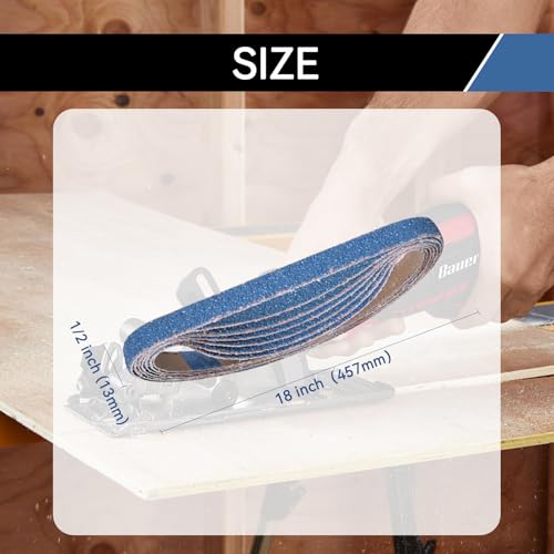 1/2x18 Inch Sanding Belts 42 Pcs 6 Grits Sizes (7 Each of 40/60/80/120/150/240 Grits) Heavy Duty Belt Sander Zirconia Belt Sander Paper for Wood, Metal, Stainless Steel, Cars, and Furniture - size: 1/2x18 inch