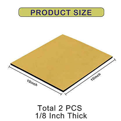 TORRAMI Adhesive Solid Neoprene Rubber Sheet Strips 1/8 (.125) Inch Thick x 10 Inch Wide x 10 Inch, for DIY Padding, Gasket, Seal (2 Pack) - size: 10 In x 1/8 In x 10 In