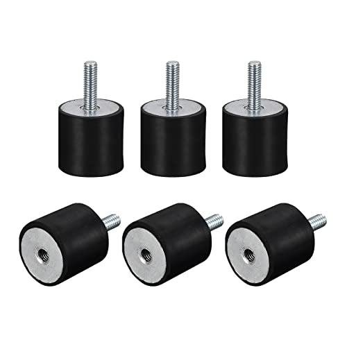 uxcell Rubber Mounts 6pcs M6 Male/Female Vibration Isolator Shock Absorber, for Garage Motor Air Compressor Car Boat Bobbins, D20mmxH15mm - size: M6x20mmx15mm