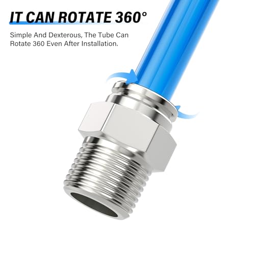 TAILONZ PNEUMATIC 304 Stainless Steel Male Straight 1/4 Inch Tube OD x 1/4 Inch NPT Thread Push to Connect Fittings PC-1/4-N2 (Pack of 2) - size: 1/4''OD 1/4''NPT