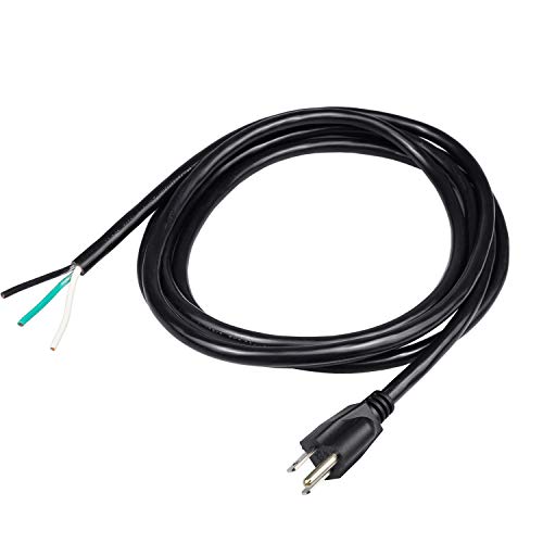 10ft 14 Gauge 3 Prong Heavy Duty Replacement Power Supply Cord Cable 110V 115V 120V Pigtail for Universal AC Appliance, NEMA 5-15 Plug US SJT 14AWG (15A) - size: 15A