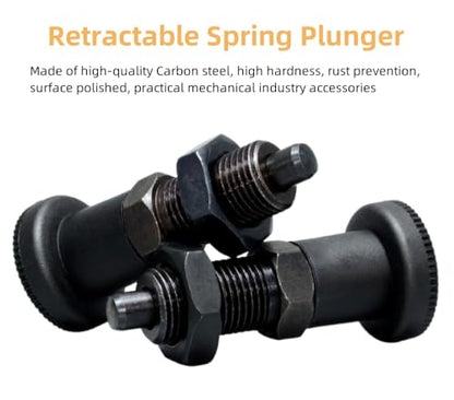 Push Fit Ball Nose Spring Plunger, Carbon Steel Retractable Spring Plunger Return Knob Plunger Spring Loaded Plunger Spring Plunger Pin Non Lock Out Indexing Plunger Pull Knob Spring Pin (M10) - size: M10