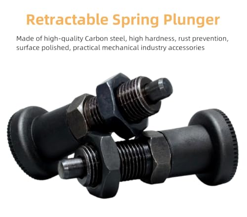 Push Fit Ball Nose Spring Plunger, Carbon Steel Retractable Spring Plunger Return Knob Plunger Spring Loaded Plunger Spring Plunger Pin Non Lock Out Indexing Plunger Pull Knob Spring Pin (M10) - size: M10