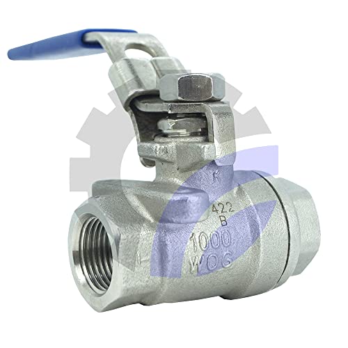 AF Hydro 3/8'' NPT 2 Piece Reducing Ball Valve, Stainless Steel SS316 Standard for Water, Oil and Gas with Blue Locking Handles - size: 3/8 Inch