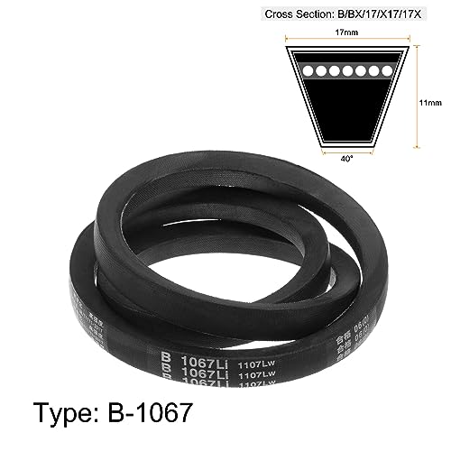 HARFINGTON B-1067 V-Belts Drive Belt 1067mm(42") Inner Girth 17mm Top Width B Section Rubber for Power Transmission - size: 1067mm