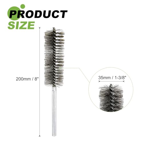 HARFINGTON 4pcs Wire Bore Brush Set 8 Inch Length 1.4 Inch Shank Stainless Steel Bristles Cleaning Brush for Clean Car Part Tube Kitchen Garage - size: 8 x 1.4 Inch