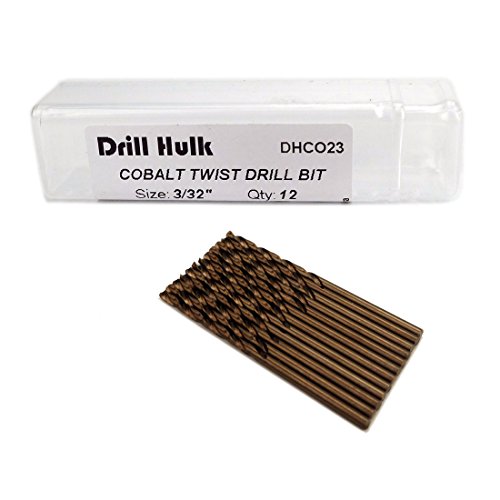 3/32-Inch Cobalt Steel M35 Jobber Length Twist Drill Bits, Pack of 12 - size: 3/32 in