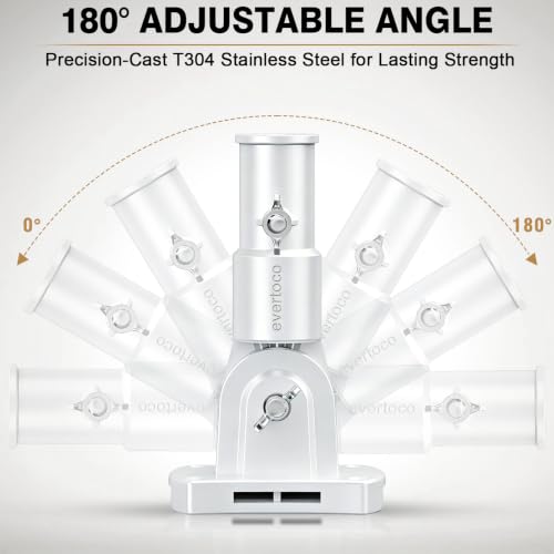 Heavy Duty Stainless Steel Flag Pole Kit - 180° Adjustable Bracket - color: White flag pole with bracket