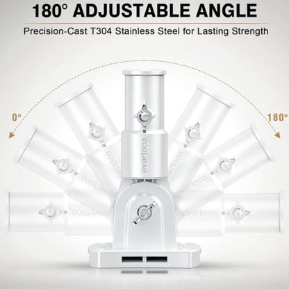 Heavy Duty Stainless Steel Flag Pole Kit - 180° Adjustable Bracket - color: White flag pole with bracket