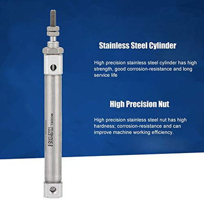 Oumefar 45mm Stroke Pneumatic Cylinder Piston Double-Acting Air Cylinder Single Threaded Rod M4*0.7 Stainless Steel Cylinder with Matching Nuts