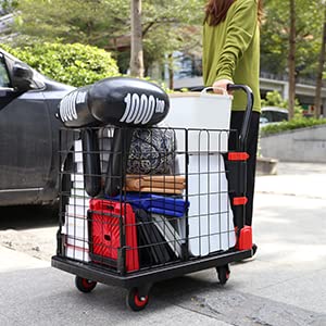 Foldable Dolly Hand Truck Cage Cart Carrying Weight 330lbs Portable Platform Cart Dolly Cart with Wheels Multi Scenario Usage
