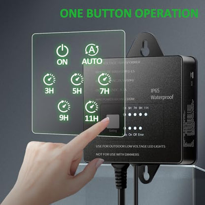 100W Low Voltage Landscape Lighting Transformer 12V DC with Timer Photocell