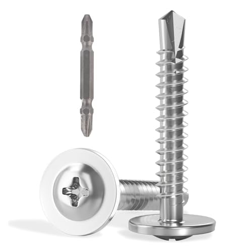 VGBUY 170pcs Self Drilling Screws for Metal,#8 x 1 Inch 410 Stainless Steel Self Tapping Sheet Metal Screws, Self Tapping Screws for Metal,Modified Truss Head - color: Silver Modified Truss Head, size: #8 x 1 inch