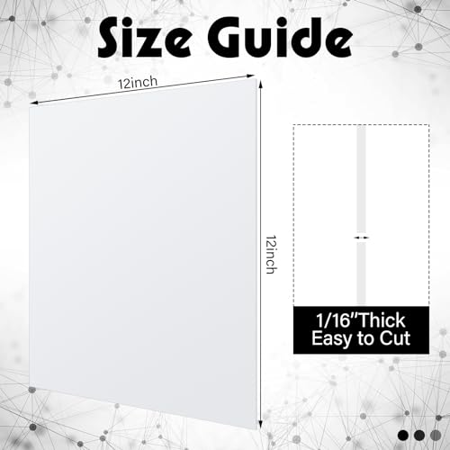Outus 2 Pieces 1/16 Inch Thick White Acrylic Sheet 12 x 12 Inch - color: White