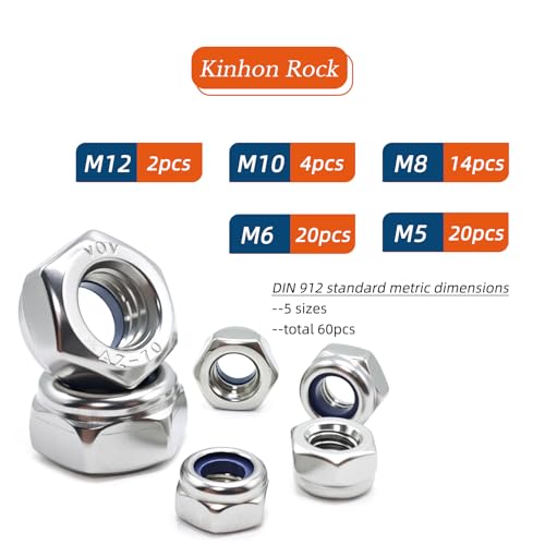 60pcs Metric Nylon Insert Lock Nuts Assortment Set - size: 60pcs Assortment Set