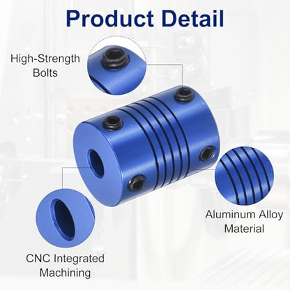 Flexible Shaft Coupling(4mm|6mm): 4 Pcs Blue Aluminum Alloy - color: Blue, size: 4mm x 6mm (19mm OD, 25mm L)