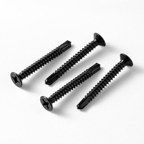 #10 x 2-3/4" (30 Pack) Flat Head Sheet Metal Screws Phillips Drive Fast Self-Tapping Screw Wood Screws, High-Strength 410 Stainless Steel, Black Oxide - size: #10 x 2-3/4''