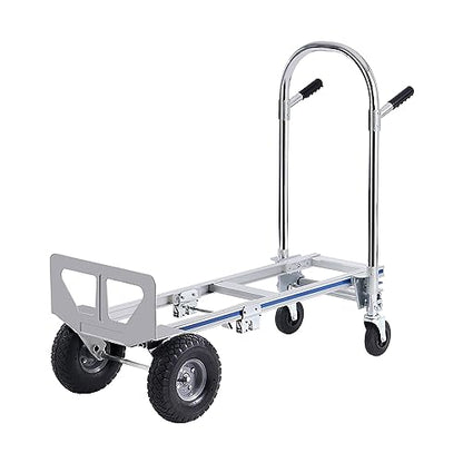 VEVOR Aluminum Truck, 2 in 1, 800 lbs Load Capacity, Heavy Duty Industrial Convertible Folding Hand Truck and Dolly, Utility Cart Converts from Hand Truck to Platform Cart with Rubber Wheels - size: 800 lbs