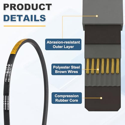 uxcell 3Pcs A-1118 Rubber V-Belt 1118mm Li x 13mm W x 8mm T Classic Wrapped - size: A-1118