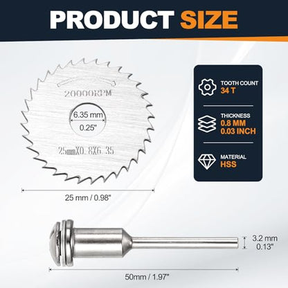 Cutting Wheel Set 2Pcs 0.98" 25mm Diameter HSS Circular Saw Blades - color: Silver, size: 0.98"(25mm) Diameter, 0.13"(3.2mm) Round Shank